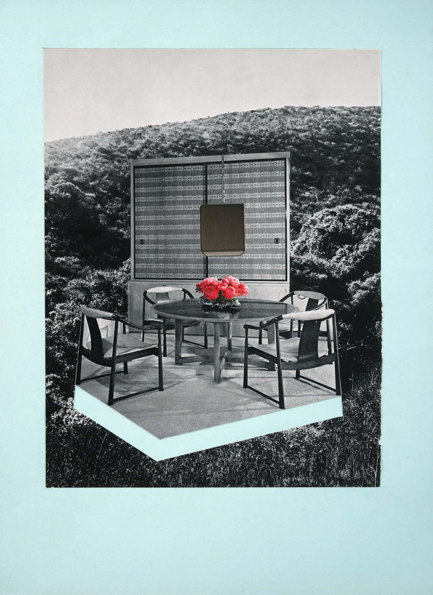 Dining Room (Red Arrangement), Collage on paper, 2019 by Erik Parra