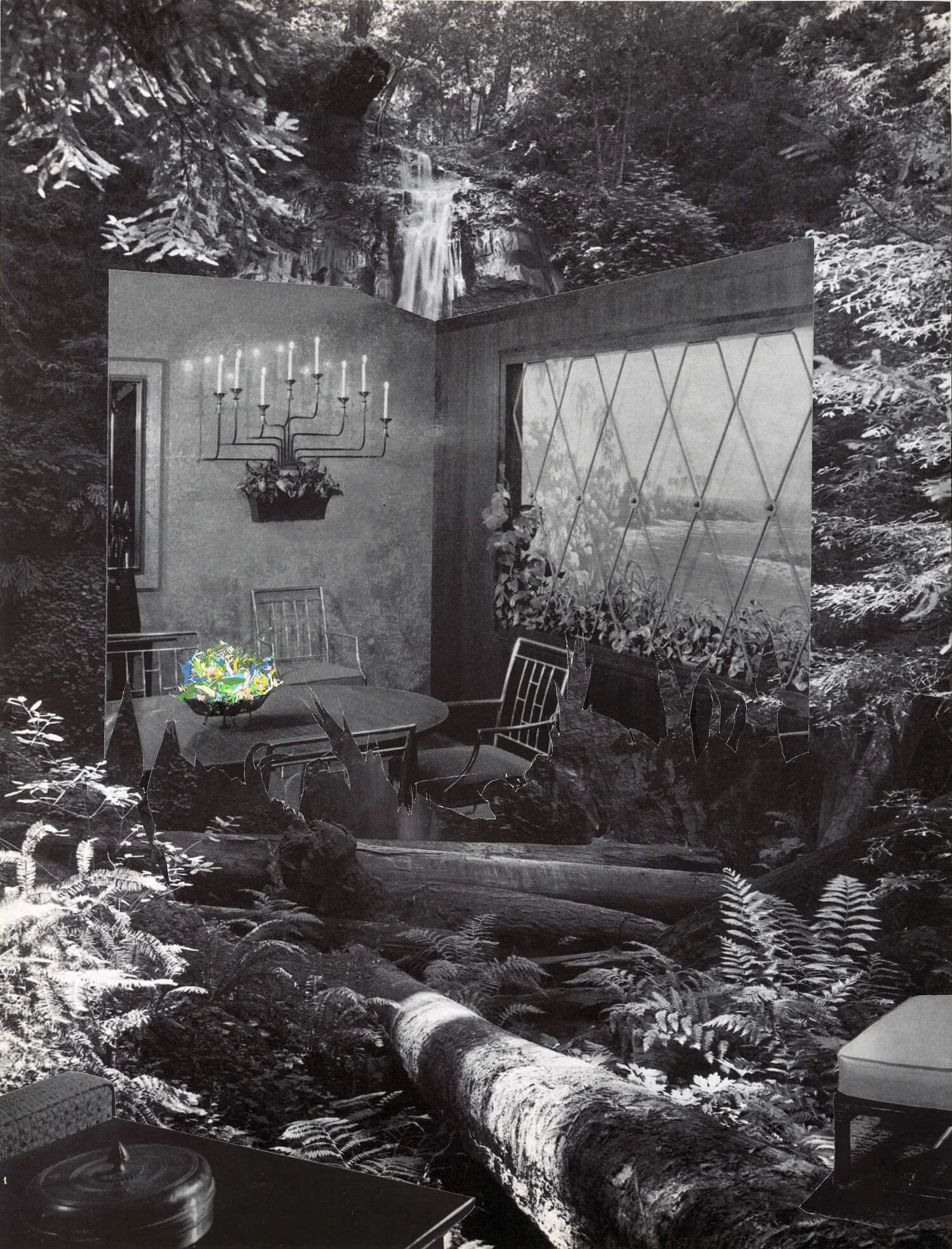 Dining Room Reflection, Collage on paper, 2013 by Erik Parra