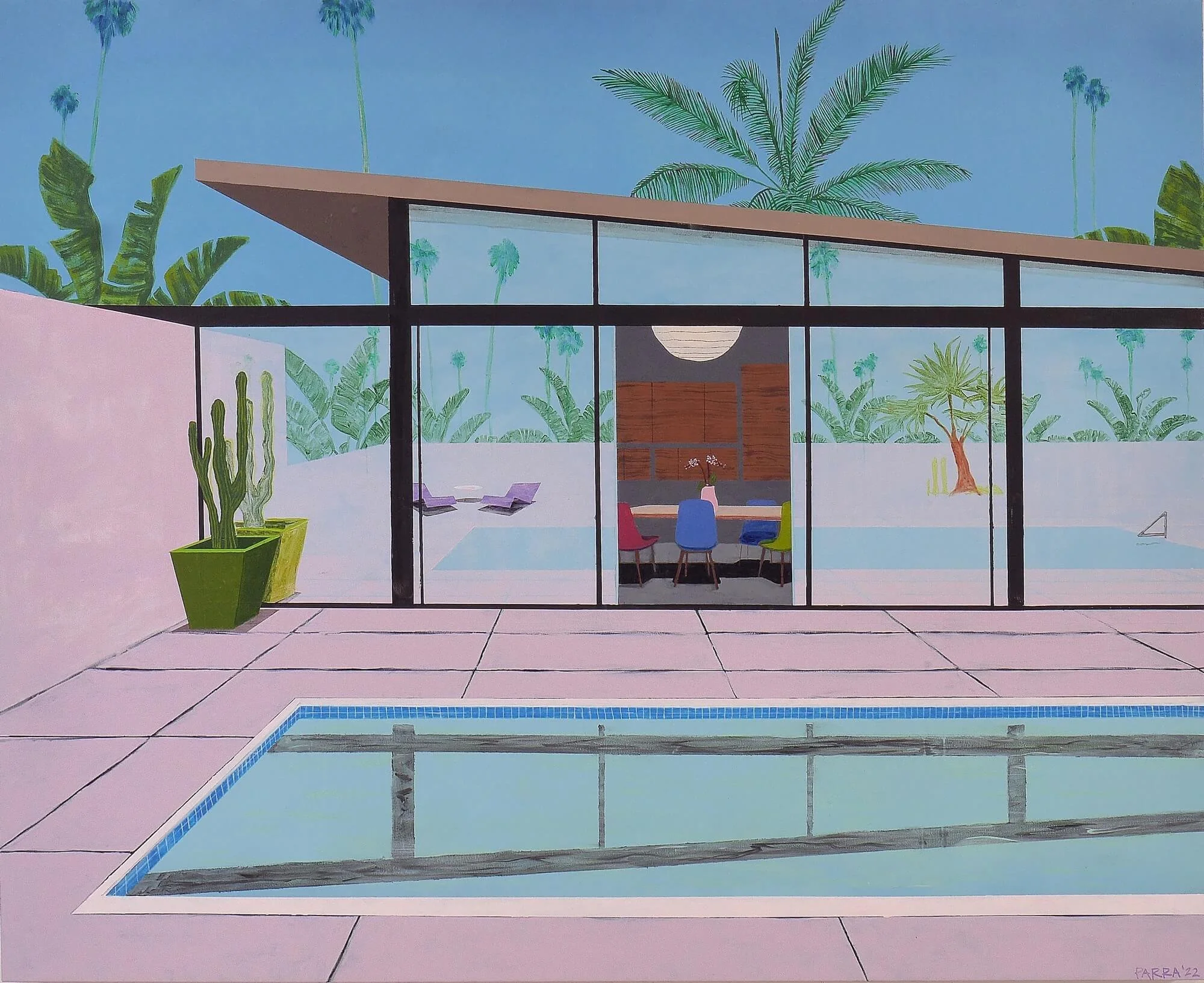 Pool Reflections, acrylic on canvas, 2022 by Erik Parra