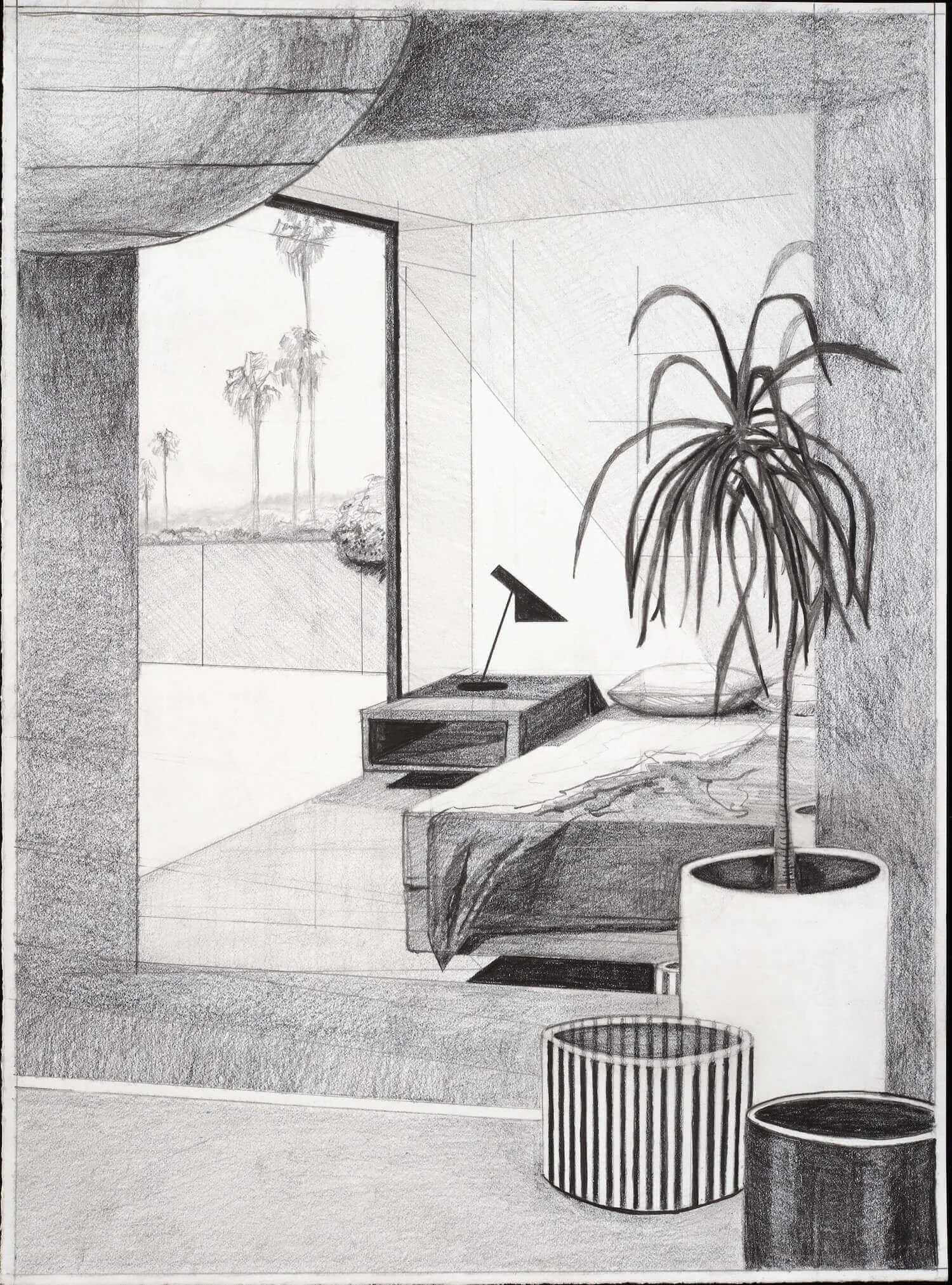 Bedroom Eyes, Graphite on paper, 2024 by Erik Parra