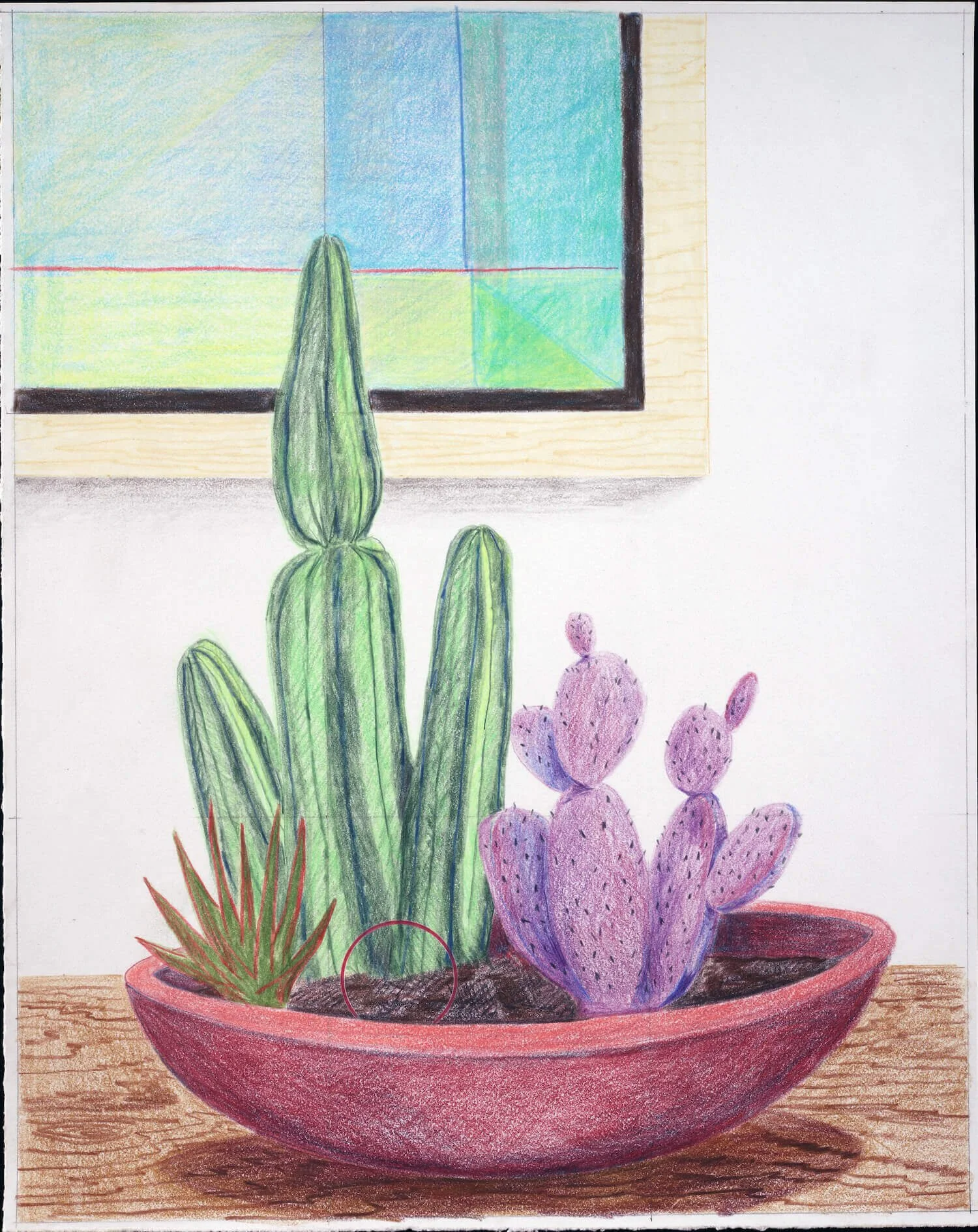 Succulent Garden, Colored Pencil on paper, 2024 by Erik Parra