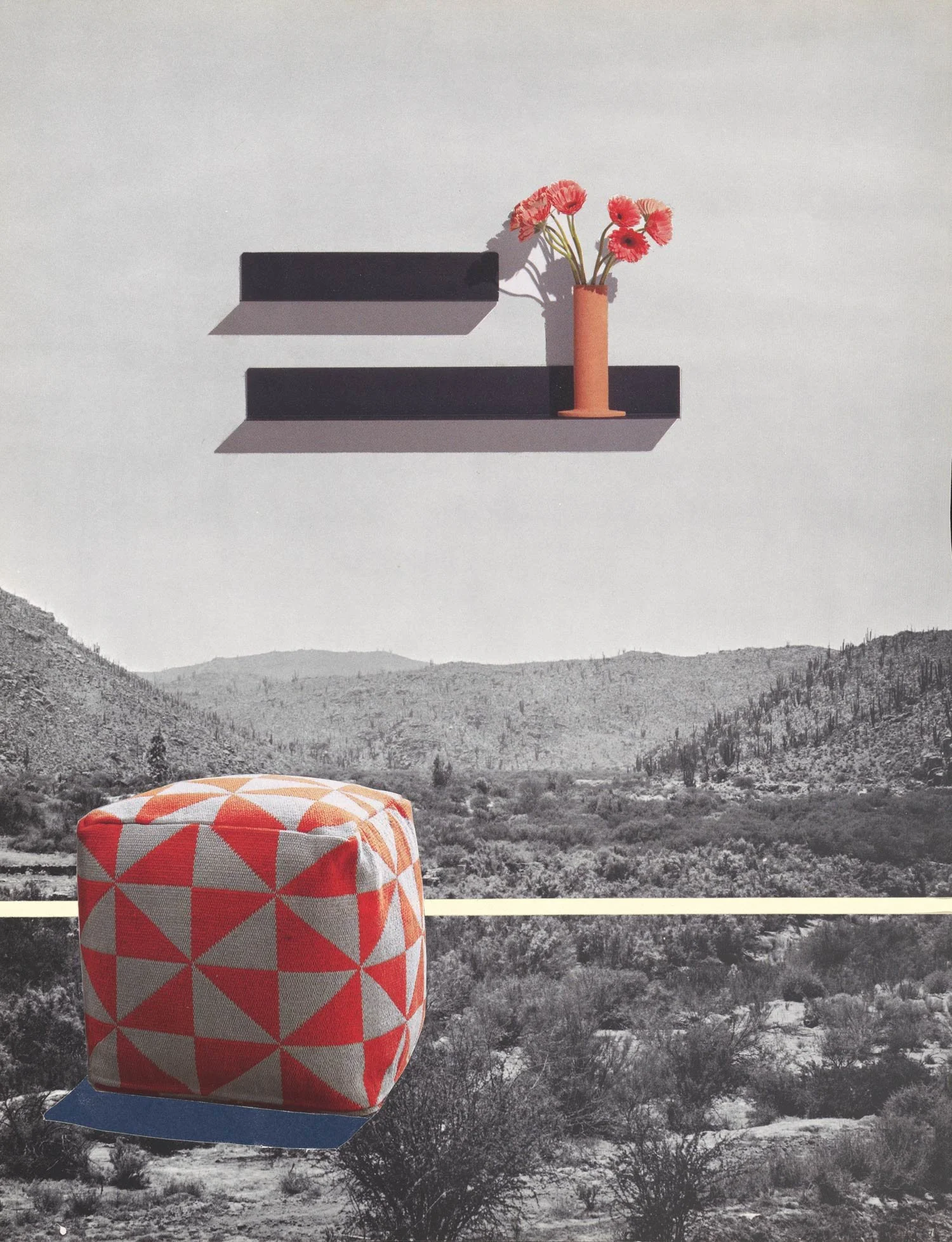 Pouf, Collage on paper, 2023 by Erik Parra