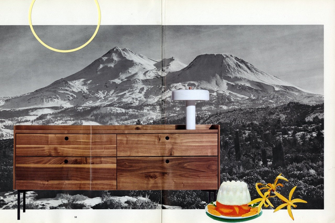 Orange Desert Buffet, Collage on paper, 2024 by Erik Parra