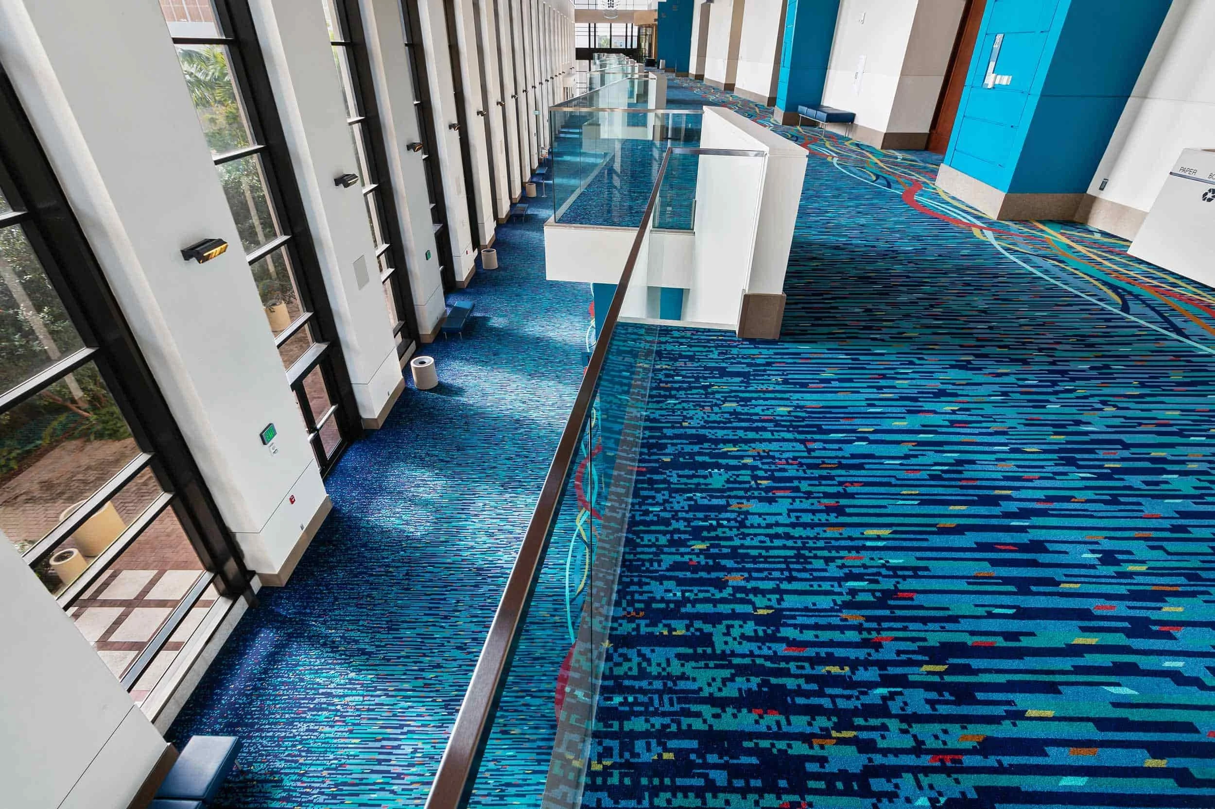 High-traffic carpet in a convention center corridor