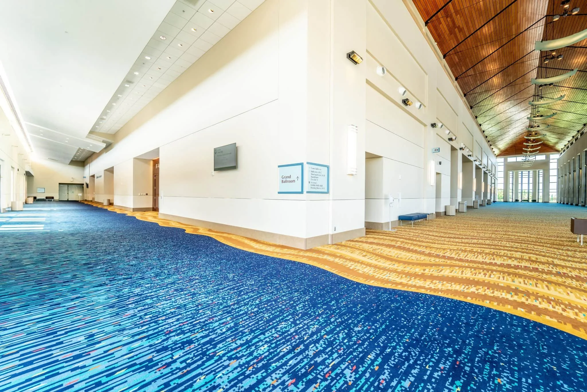 Custom convention center carpet in a large public event space