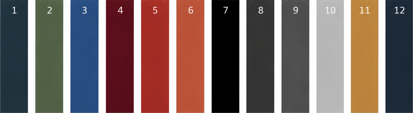 Accent color palette for quick-ship Axminster carpet including blues, greens, reds, and warm tones