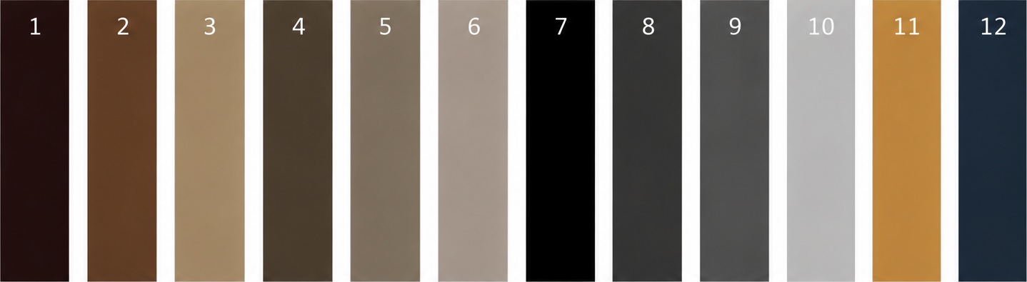 Neutral color palette for quick-ship Axminster carpet including browns, taupes, greys, and gold tones