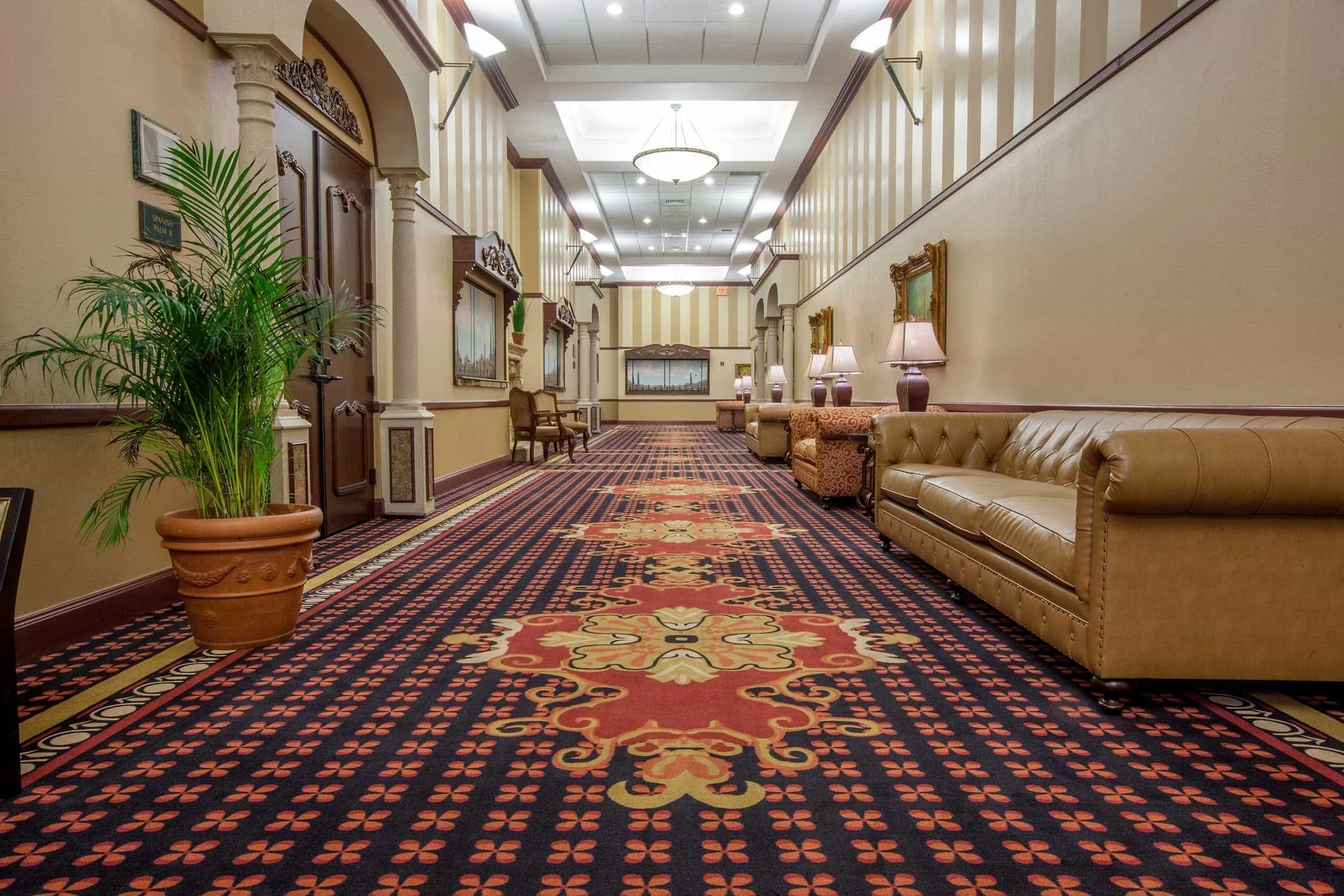 Custom hospitality carpet pattern with layered movement and texture