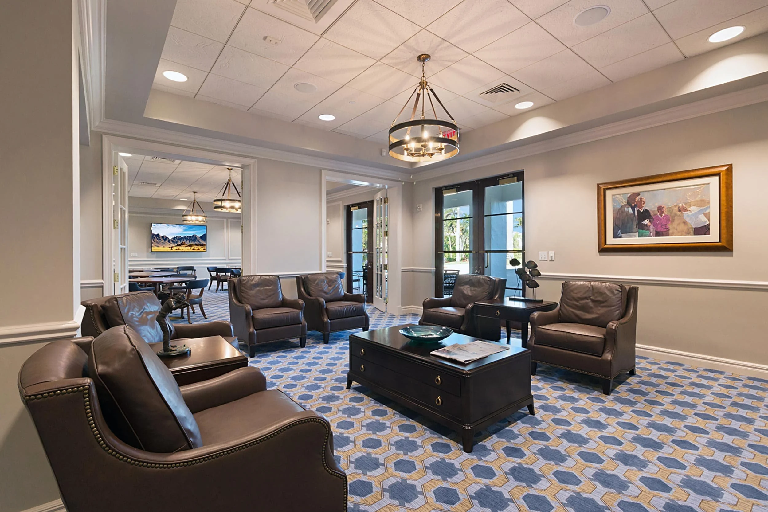 Axminster carpet used in a country club member lounge