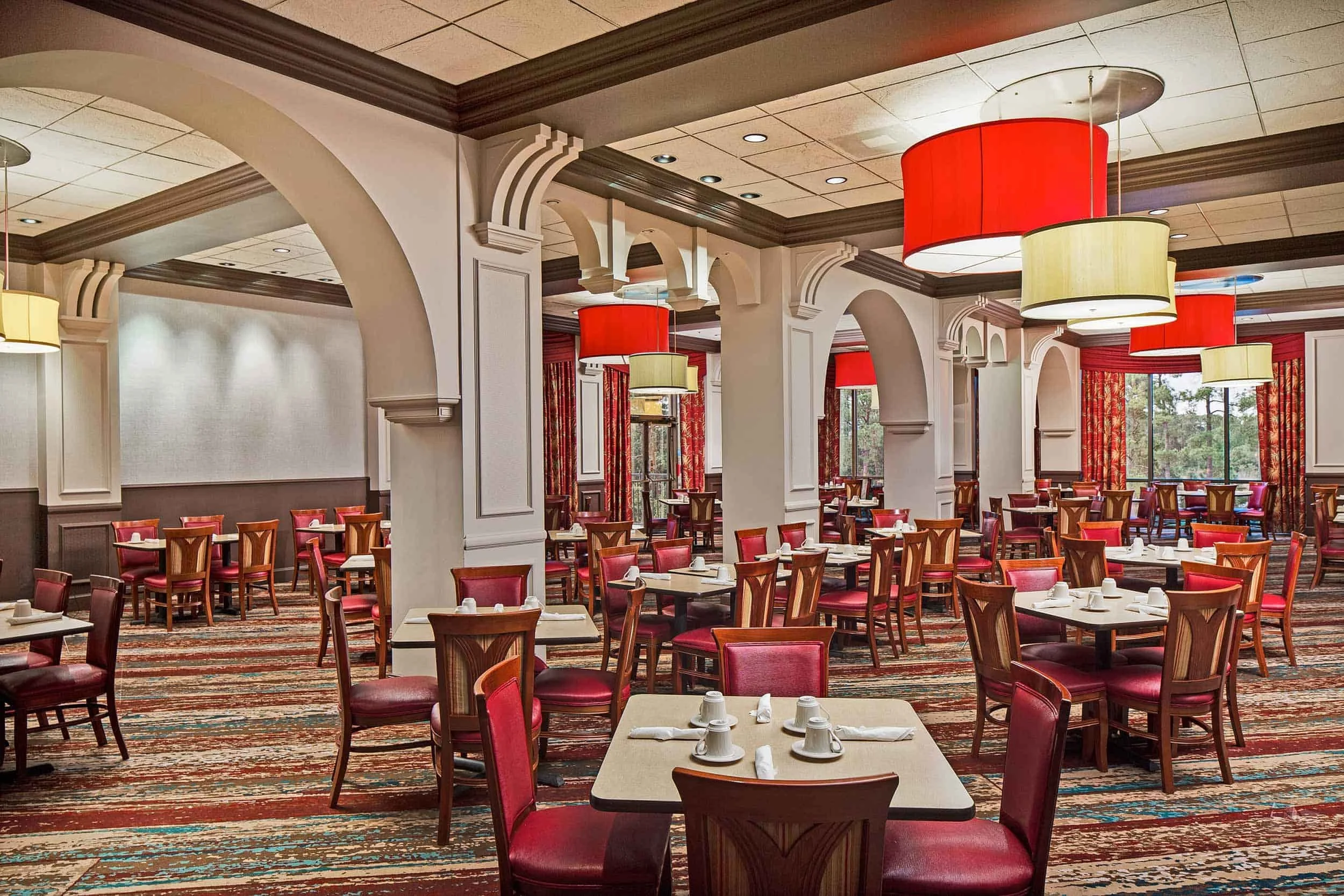 Custom Axminster carpet in a restaurant dining room