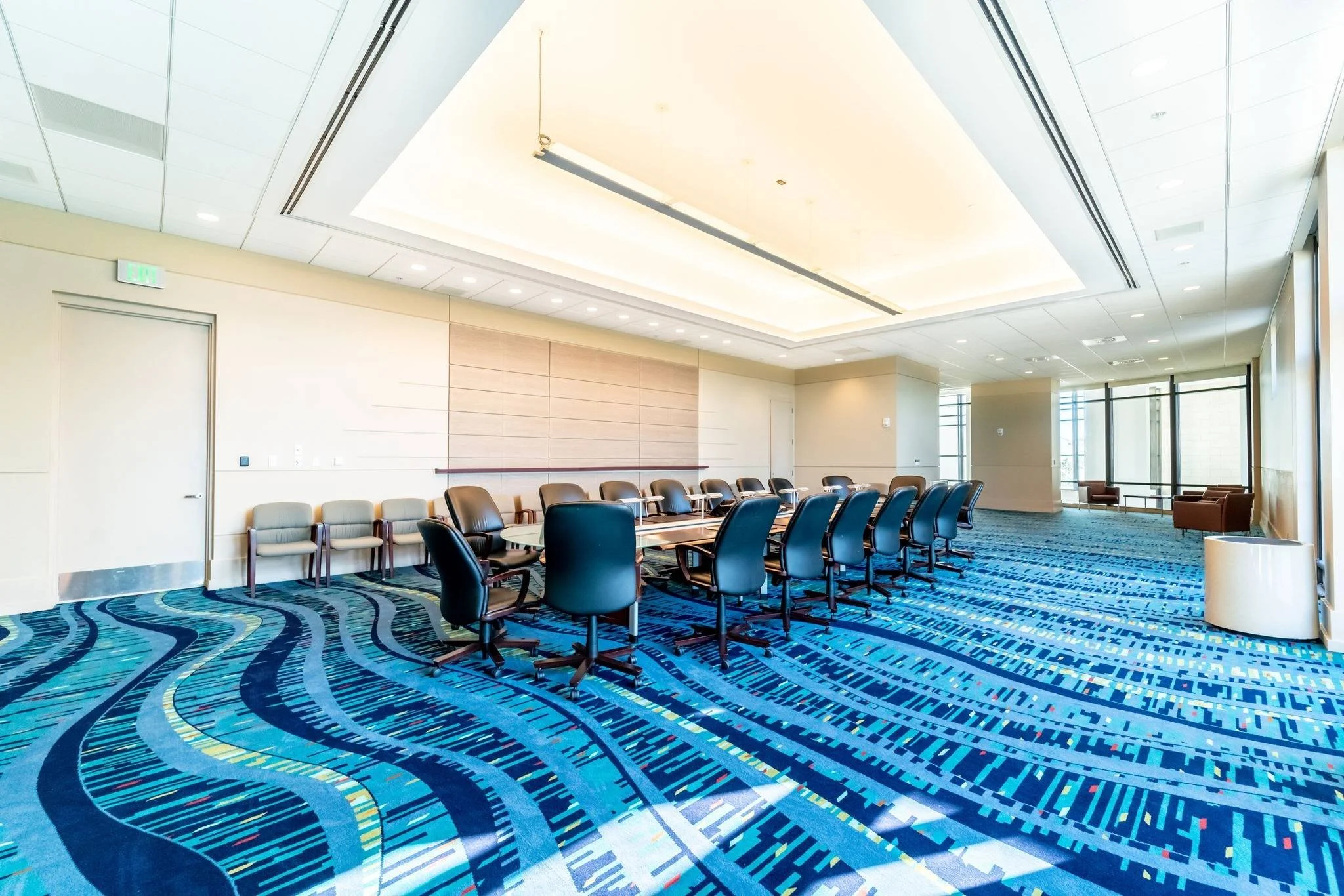 Custom carpet in an executive boardroom and meeting space