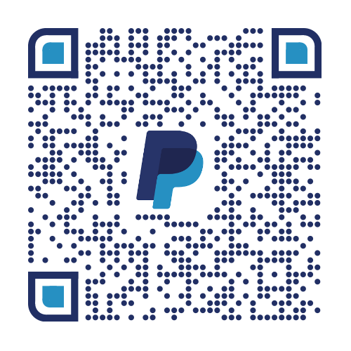 QR code with PayPal logo in the center.