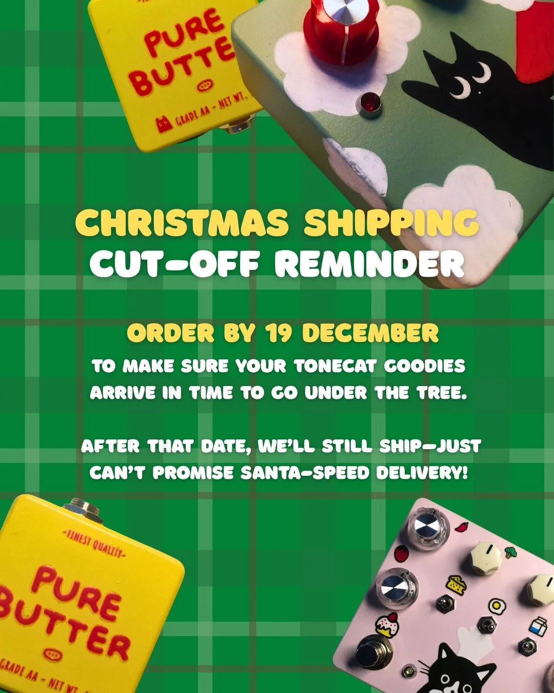 🎄✨ Christmas cut-off is coming!

Order by 18 Dec to make sure your Tonecat goodies land under the tree.
We&rsquo;ll still ship after &mdash; just can&rsquo;t guarantee Santa-speed delivery. 😼🎅