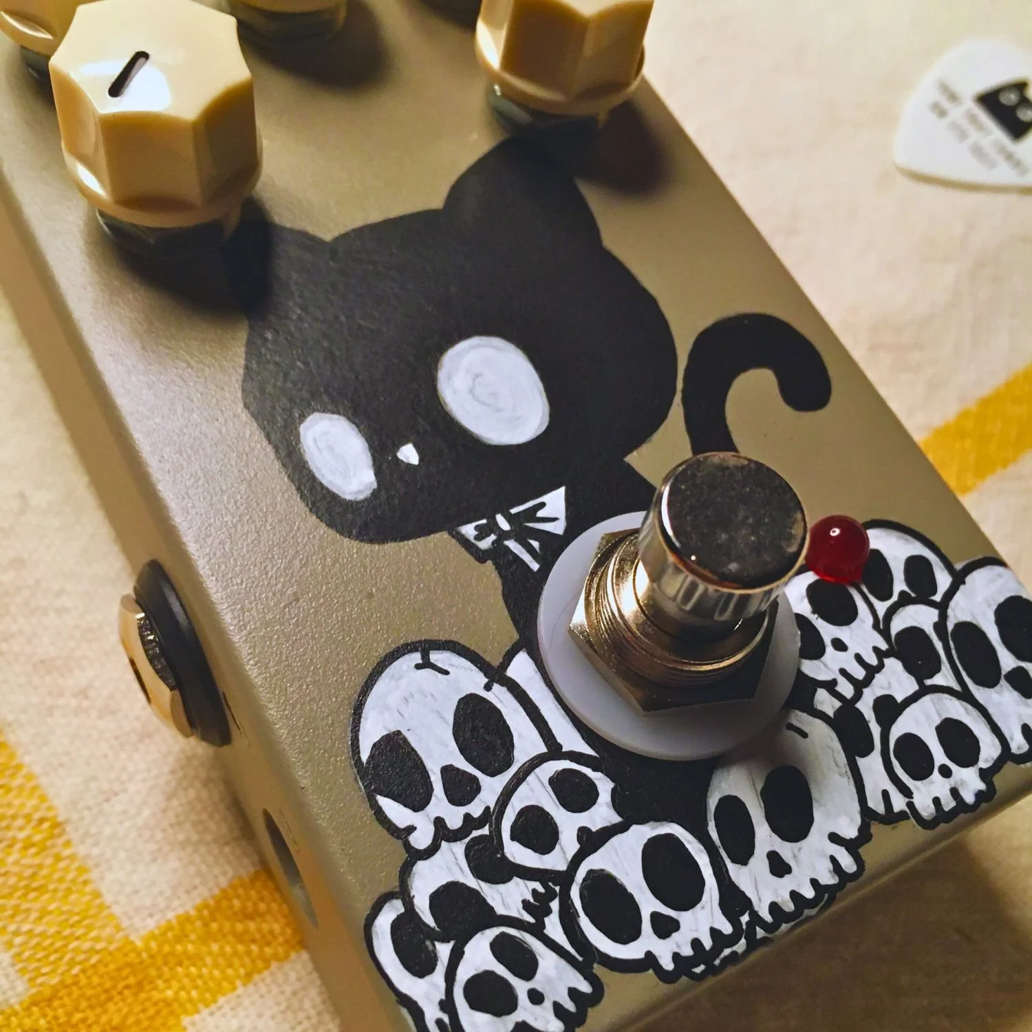 Custom Tonecat Spooky Fuzz multi-bias pedal with hand-painted enclosure artwork, boutique fuzz effects pedal