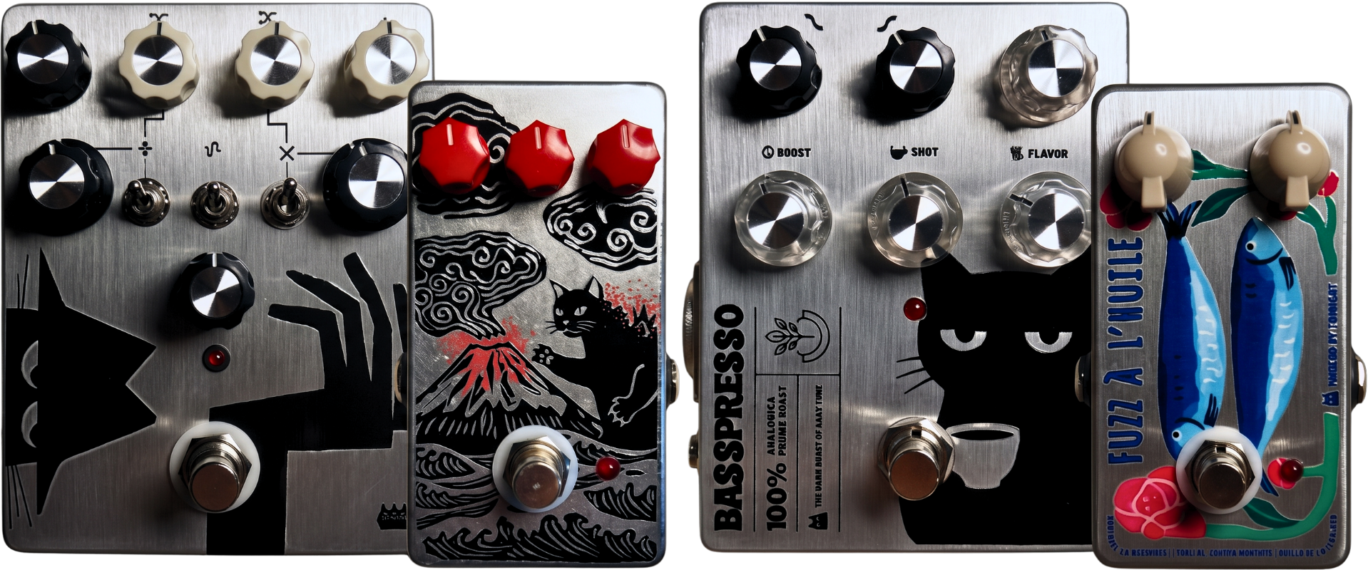 Meet the TONECAT Heavy Metal Cats — a collection of handcrafted guitar and bass pedals built in Melbourne, Australia, and finished in raw brushed aluminium.