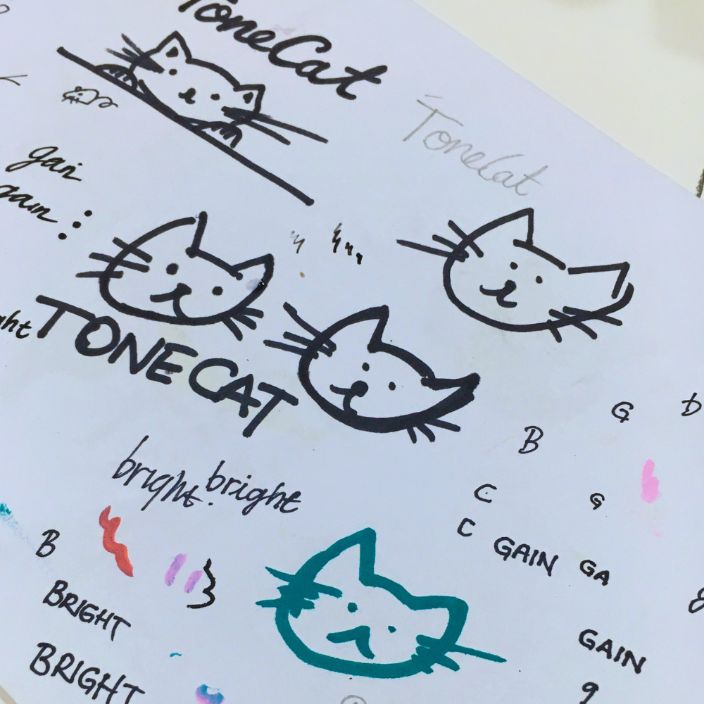 Doodles of TONECAT's brandmark design