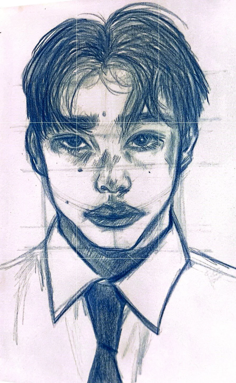 Practice sketch, 2024, Indigo Blue Prismacolor