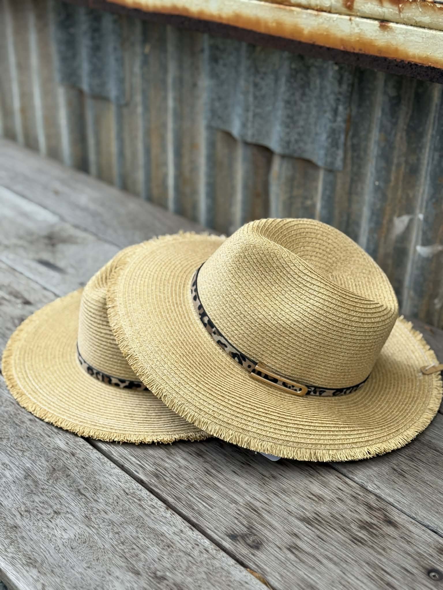 Animal Printed Frayed Edge Fedora