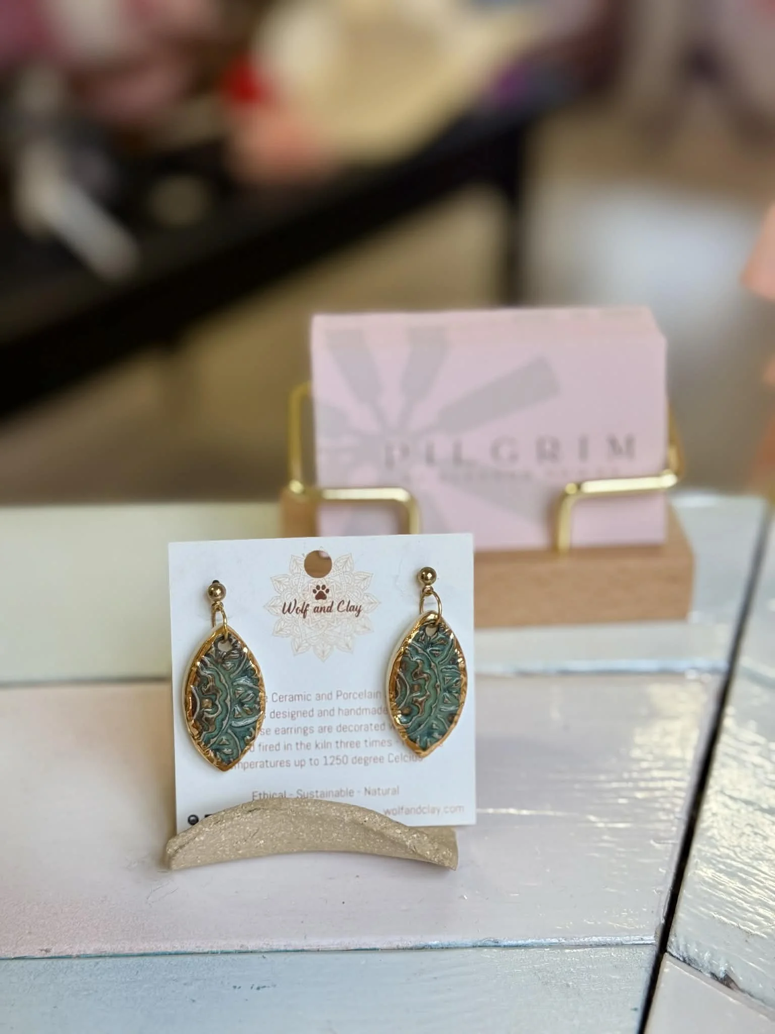 Wolf and Clay Earrings