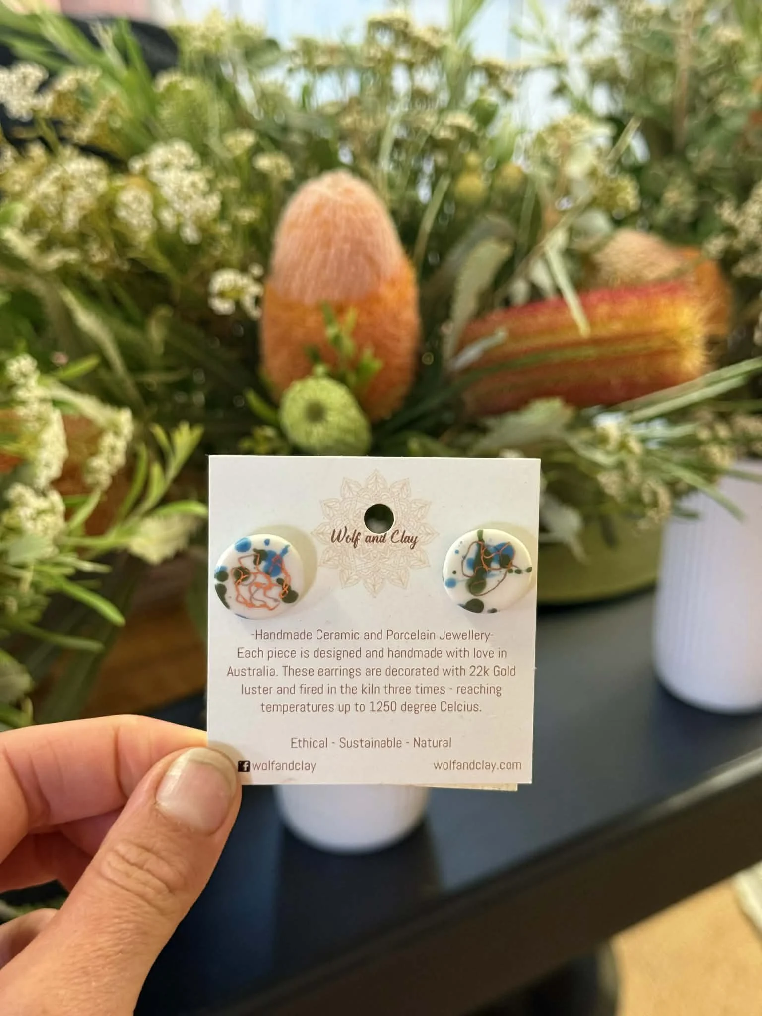 Wolf and Clay Earrings