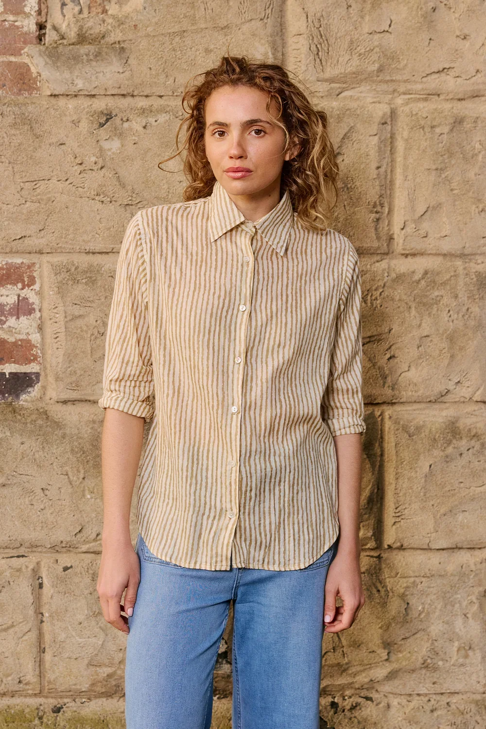 Italian Star Collins Camel Stripe Shirt