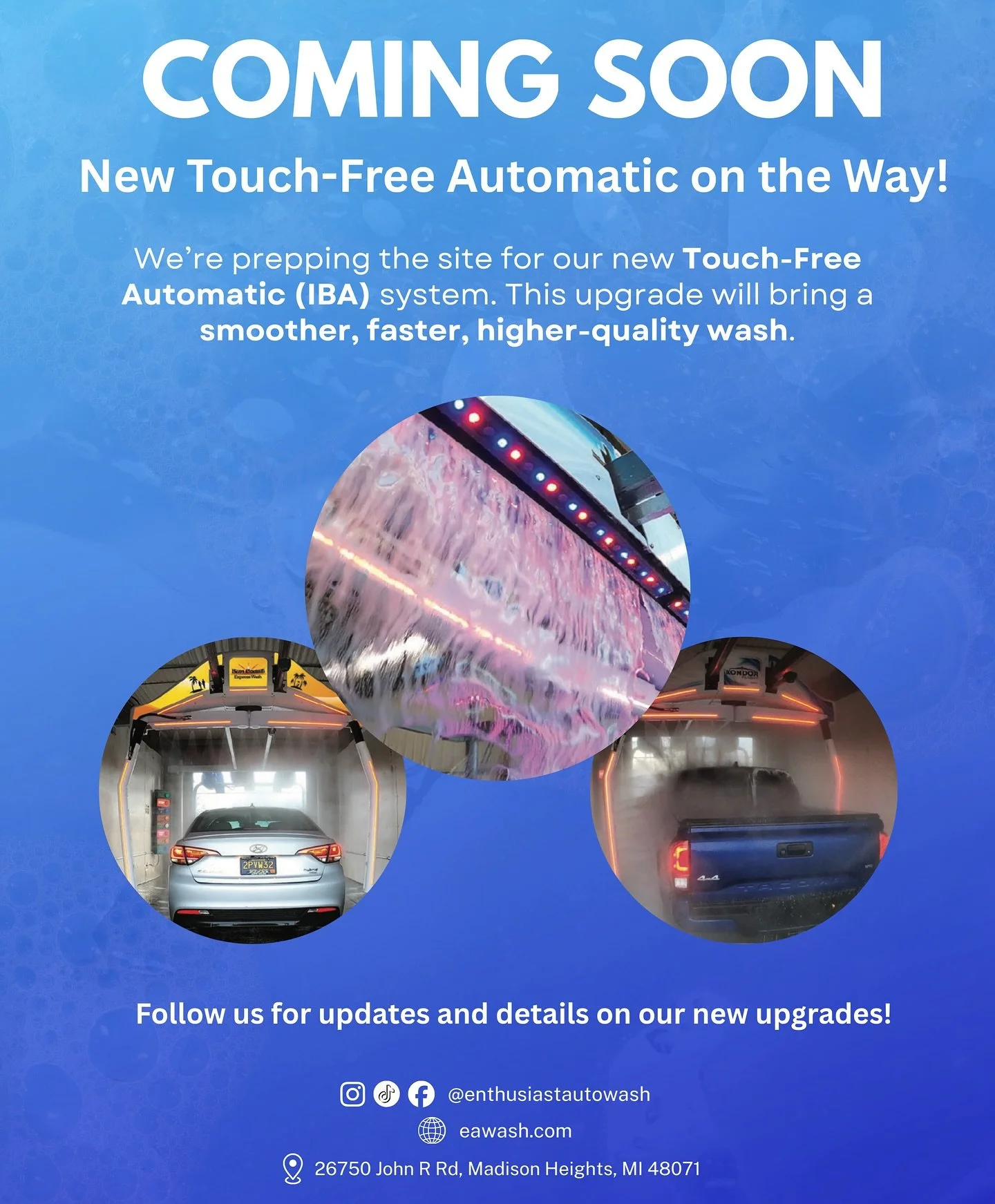 We&rsquo;re leveling up your wash experience with the Kondor Flight Touch-Free IBA 🚗🧼

This advanced system features:

&bull; High-pressure cleaning with zero brushes
&bull; Precision sensors for smooth, accurate passes
&bull; Premium applications 