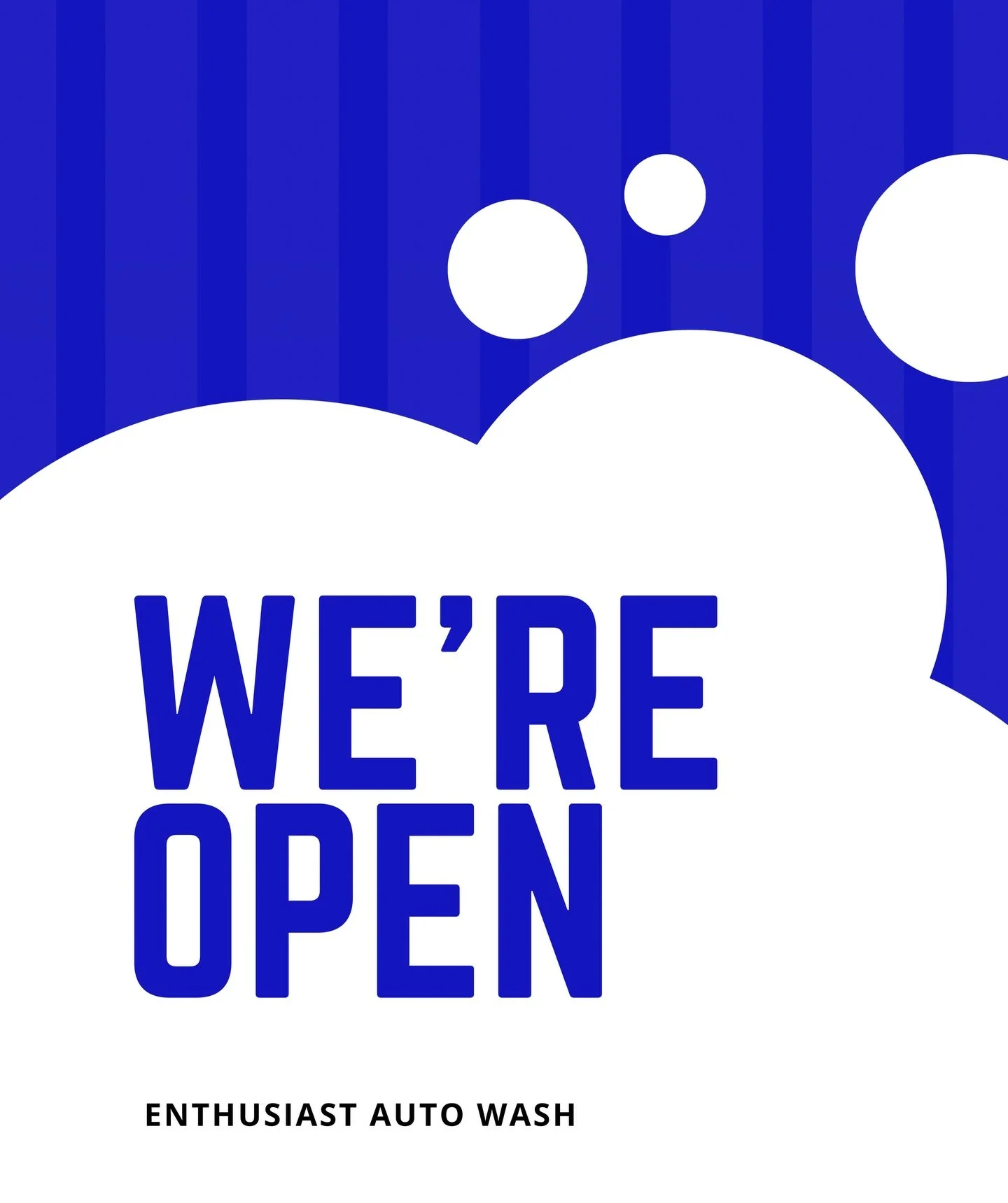 We&rsquo;re officially open again! 🚙🧼

Concrete construction is complete and we&rsquo;re back up and running.

You may notice a little work on-site &mdash; that&rsquo;s for our upcoming touchless wash &mdash; but we&rsquo;re open and ready for you!