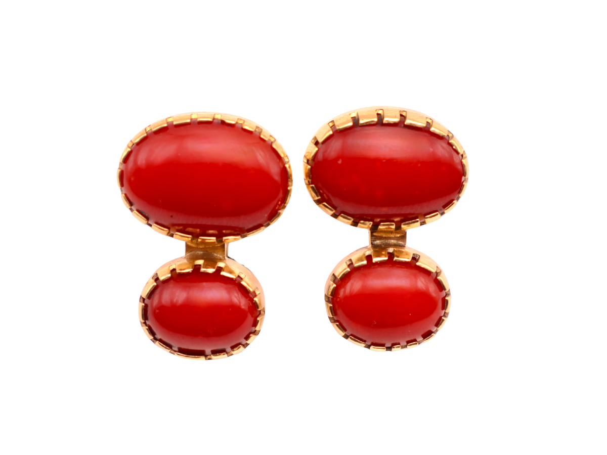 Gail Bird and Yazzie Johnson 18k and Mediterranean Coral Earrings