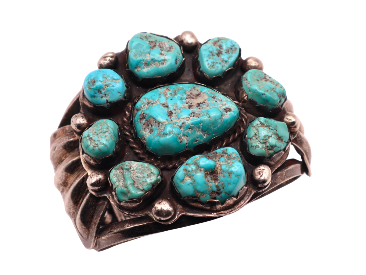 Jimmy Herald Turquoise Nugget Cluster Bracelet 6.5+