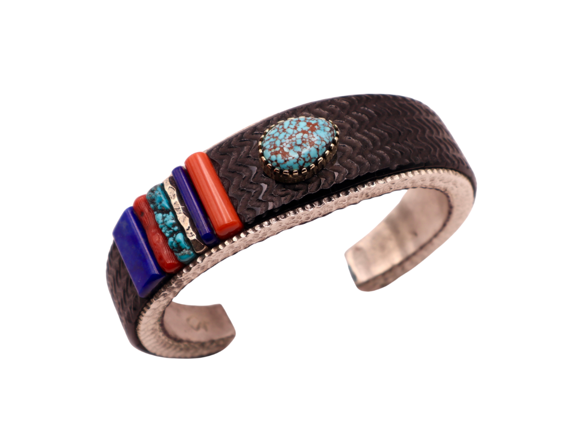 Alvin Yellowhorse 18k and Sterling Inlaid Bracelet...6.75 to 7
