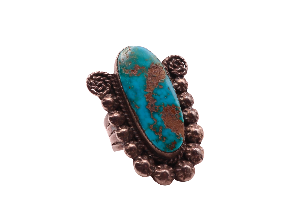 Old Blue Gem Turquoise Ring 6.75