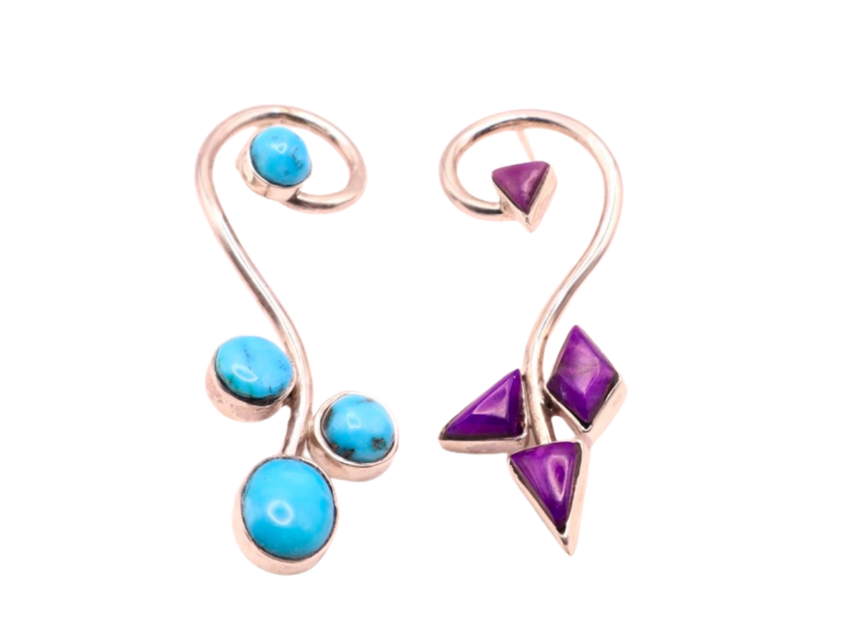 Veronica Poblano Sugilite and Turquoise Earrings