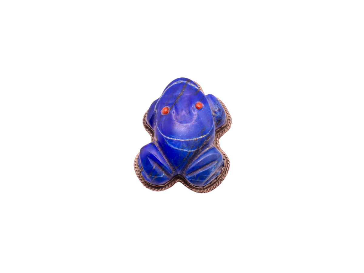 Lapis Frog Fetish Pin