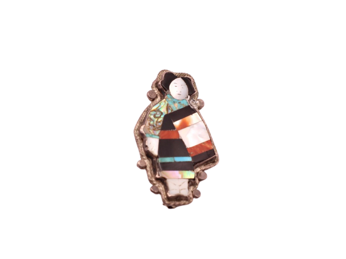 Daisy or Leo Poblano Maiden Inlay Zuni Pin