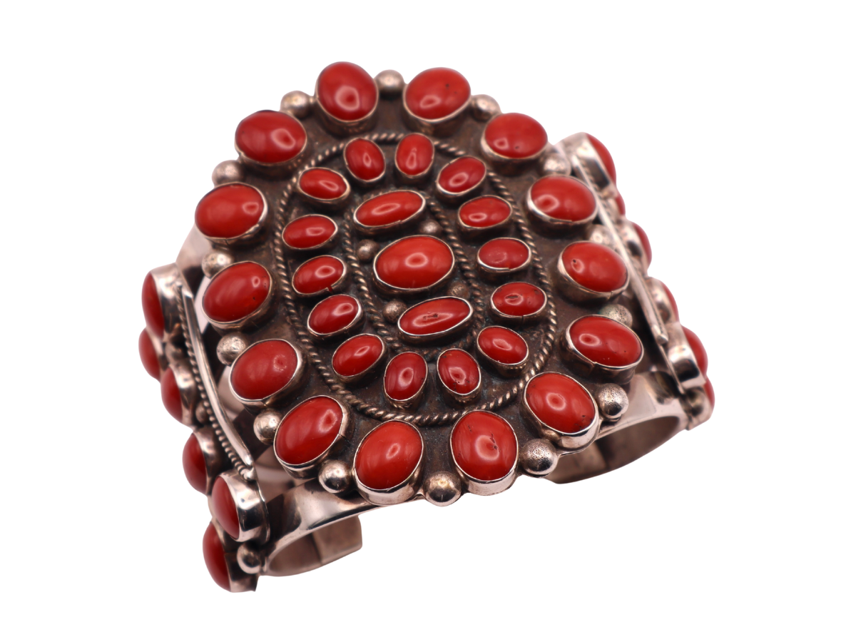 Navajo Coral Cluster Bracelet 6.5
