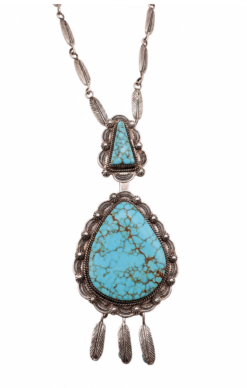 White Buffalo (Mike Perez) Silver Turquoise Necklace