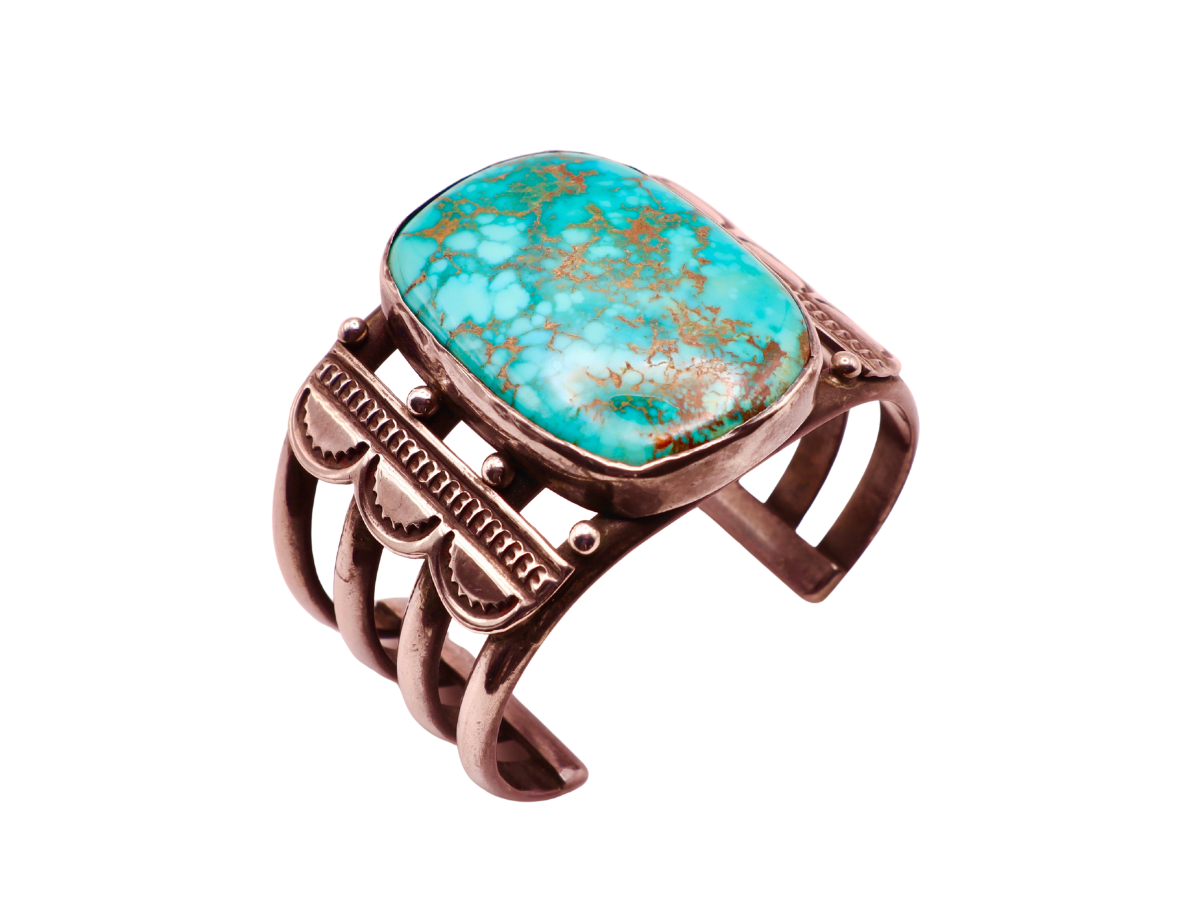 Old Heavy Blue Gem Bracelet 6.25