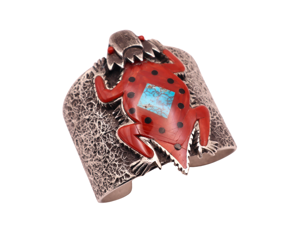 Philander Begay Coral and Turquoise Horn Toad Bracelet