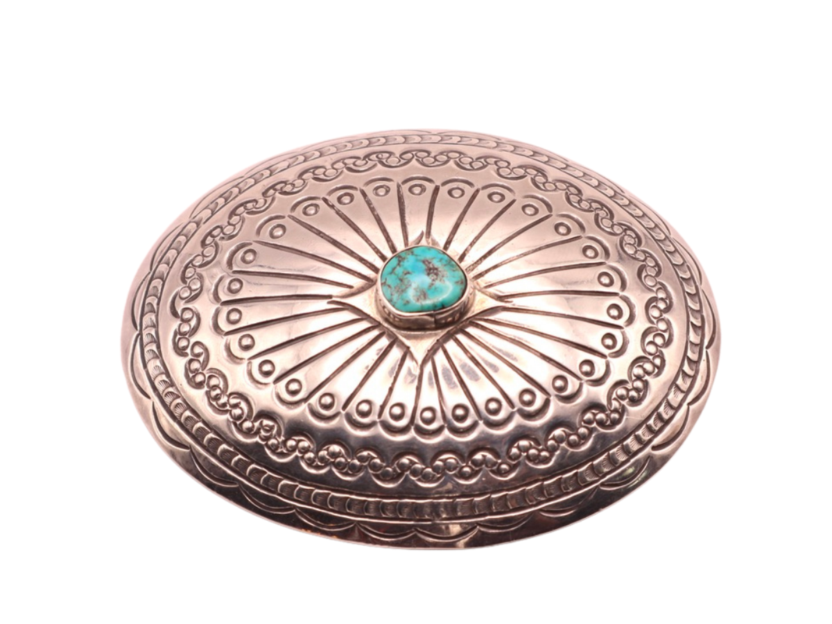 Vintage Hand-Hammered Turquoise Buckle