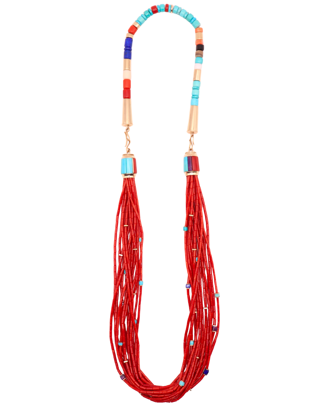 Victor Beck 14k Gold Coral Extendable 15 Strand Necklace