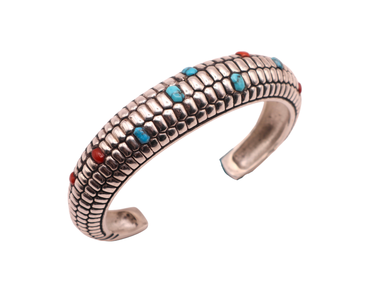 Don Supplee Turquoise and Coral Corn Bracelet 6.25