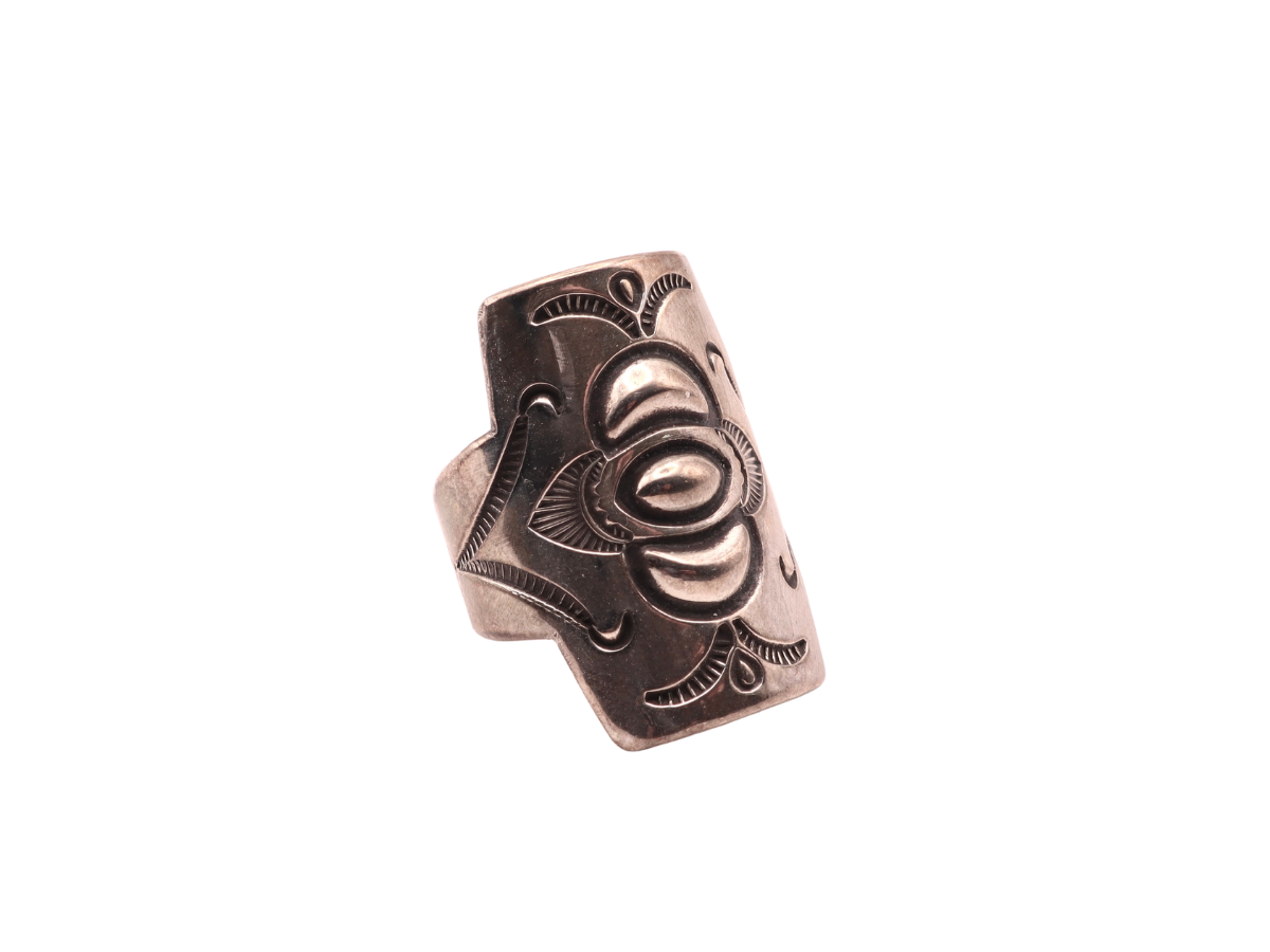 Clendon Pete Silver Stamped Ring 9