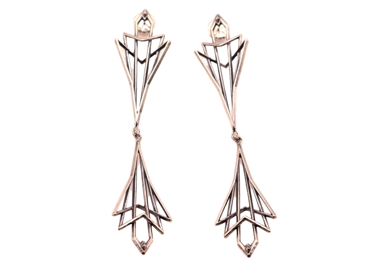 Adrian Standing Elk Pinnecoose "Pendentive" Long Dangle Earrings