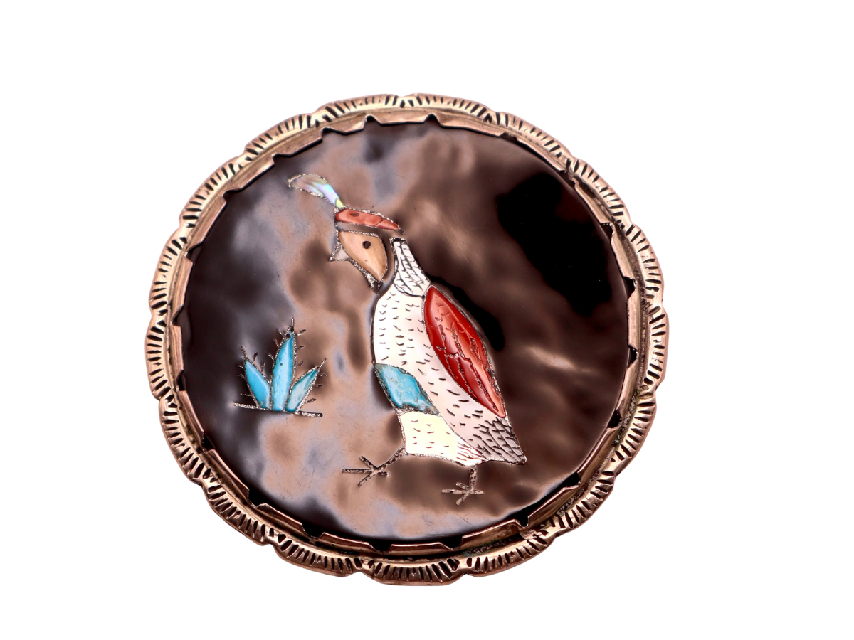 Elliot Qualo Circular Zuni Pheasant with Inlay