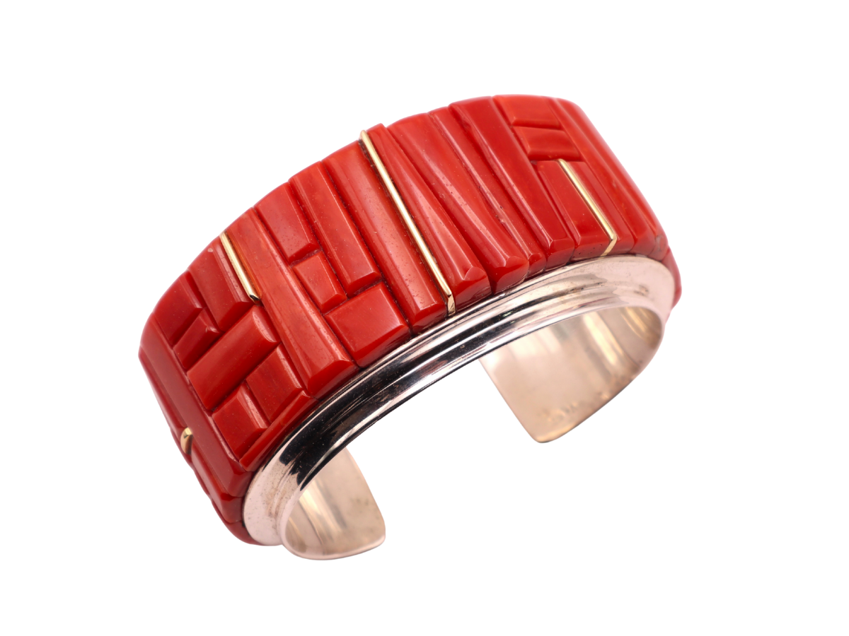 Wes Willie Coral 18k Gold and Sterling Bracelet 6