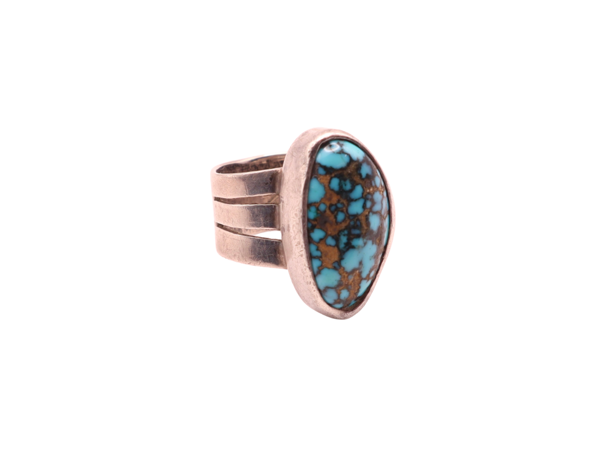 Signed Lander Blue Silver Ring 5