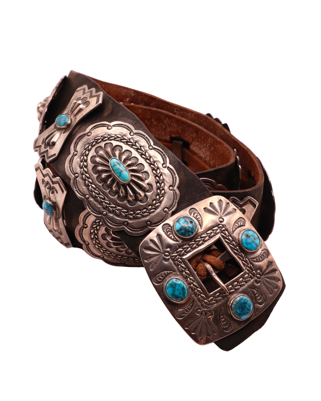 Early Lone Mountain Square Buckle Concha Belt