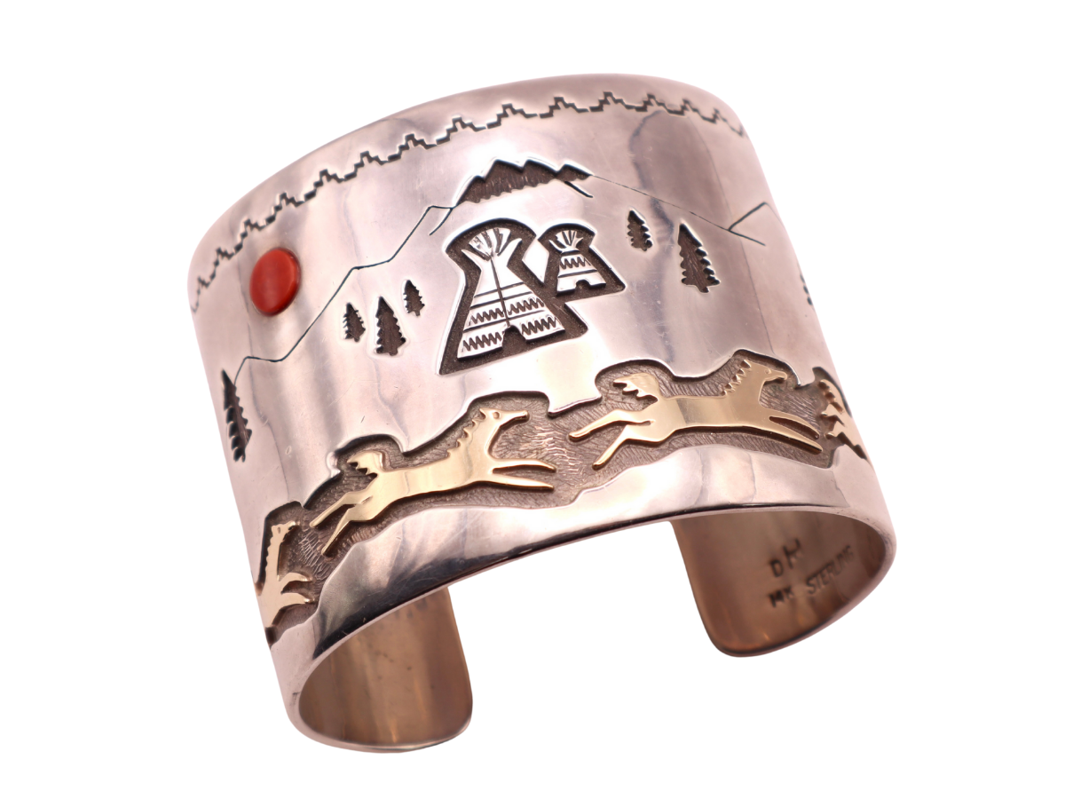 Dina Huntinghorse Wide Pictorial Cuff Bracelet 6.25 to 6.5