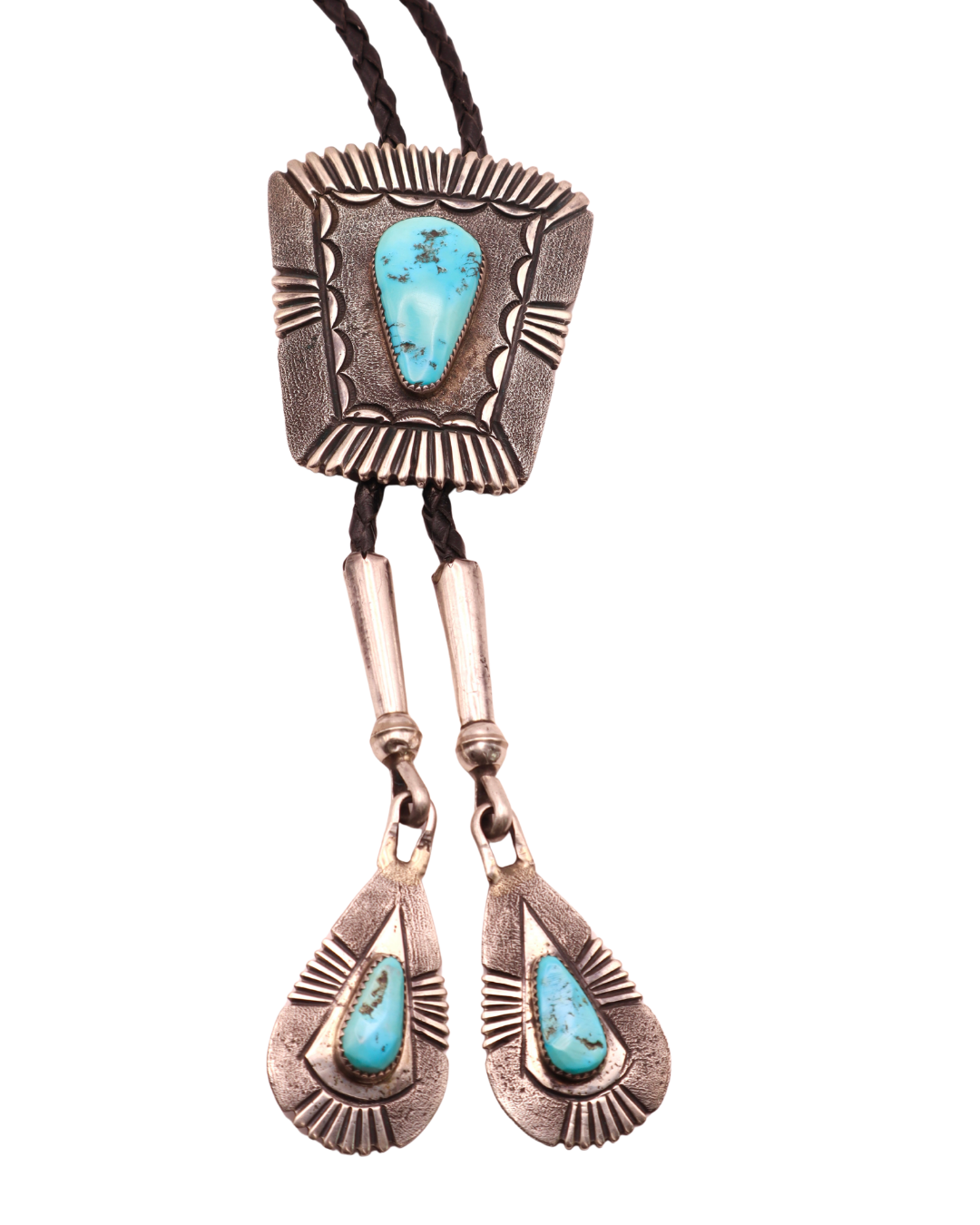 Vintage Cast Sterling and Turquoise Bolo