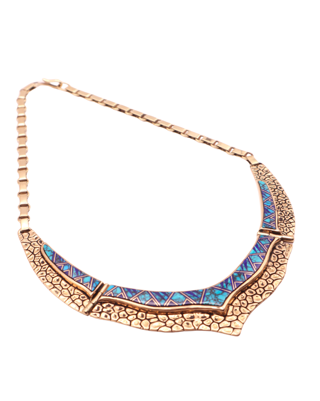 Irwin Hoskie and Rose Anne Long 14k Turquoise and Lapis Necklace